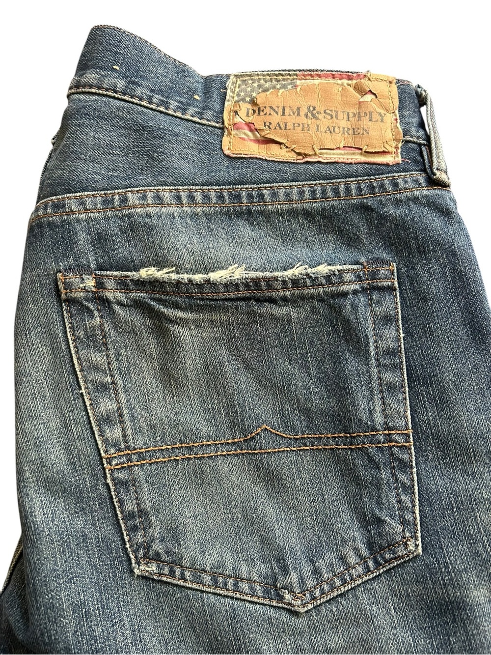 Denim & Supply Ralph Lauren 32 x 34 Mens Blue Distressed Vintage Jeans